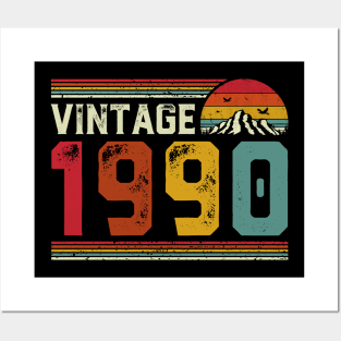 Vintage 1990 Birthday Gift Retro Style Posters and Art